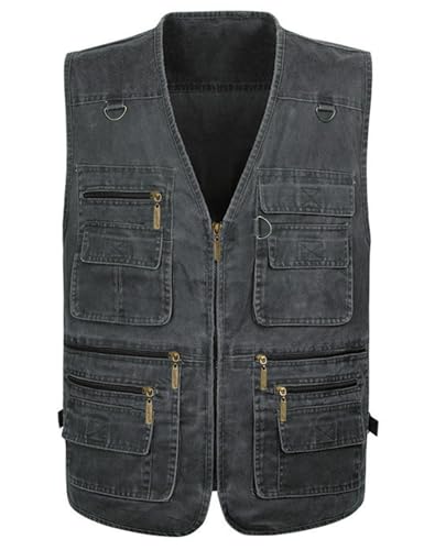 Flygo - Flygo Men's Plus Size Fishing and Photo Journalist Vest - Lightweight Outdoor Leisure Vest with 16 Pockets, Grey, XX-Large - Best Deal on Amazon