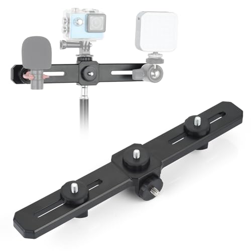 UTEBIT 4 in 1 Dual Flash Camera Bracket 27cm, Bracket Kamera Licht Bracket mit 1/4'' Schraube Blitzschuh Halterung Blitzschuhadapter Zubehör für DSLR...
