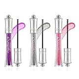 3 Farben Glitzer Mascara für Wimpern, Glitzer Wimperntusche, Wasserfest, Langanhaltend Glanz, Schimmer-Wimpern-Make-up für Party & Feiertage (Silber, Lila, Rosa)
