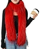 EMGILL Fluffy Faux Fur Scarf for Women Winter Neck Warmer Long Soft Stole Shawl for Party Halloween Costume Dress Up Accessory