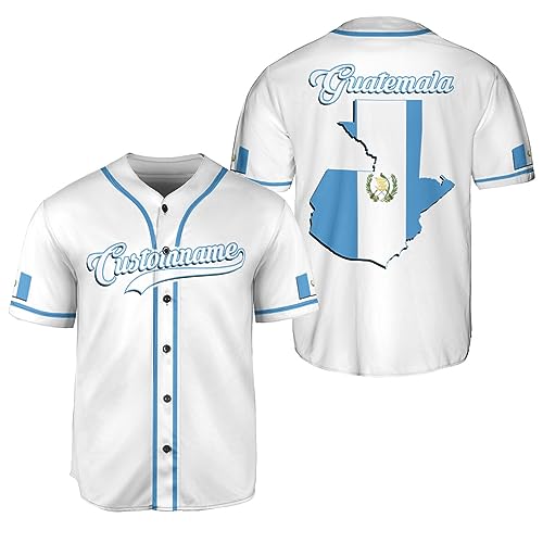 Tinoshop Personalized Name Guatemala Baseball Jersey Shirt Guatemalan Pride 3D Shirts Gift for Men Women, Guatemala Jersey (BJ269)