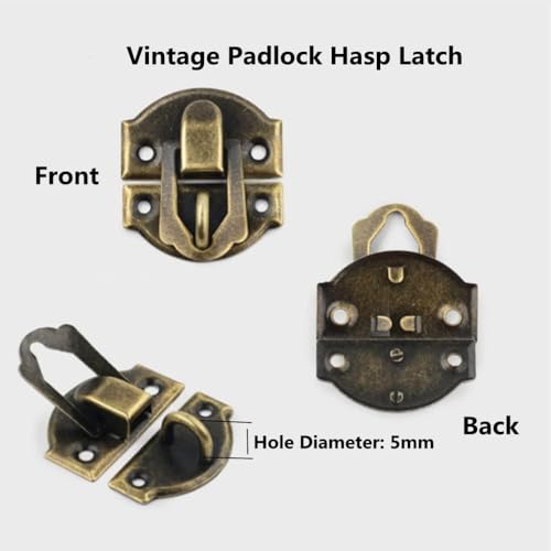 Dophee 12 Stück Antike Messing Dekorative Haspe Schmuck aus Holz Box Haspe Latch Verschluss mit Schrauben