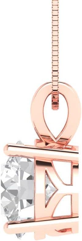 Clara Pucci 14K Rose Gold Plated Solitaire 18" Box-Chain Necklace - Sterling Silver 1.5ct Round Cut Moissanite Pendant - Image 3
