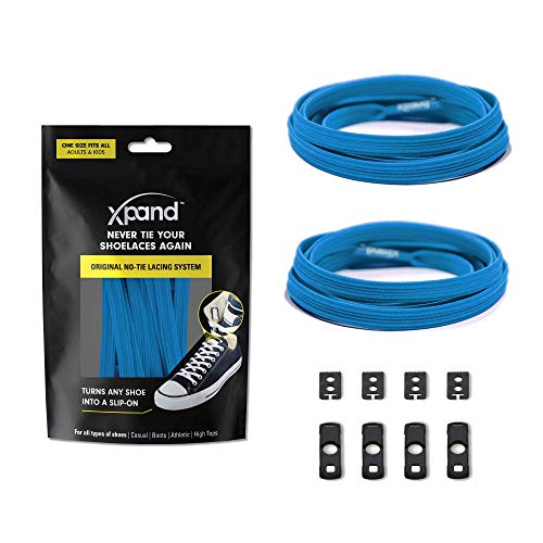 Xpand® Schnürsenkel ohne binden - Flache elastische Schnürsenkel mit Einstellbarer Spannung - in alle Schuhe einfach nur hineinschlüpfen (Wahr Blau)