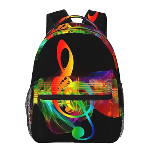 Music Note Colorful Graffiti Backpack Multipurpose Shoulder Bag Capacity Gym Outdoor Hiking Travel Camping Gym Daypack 16in
