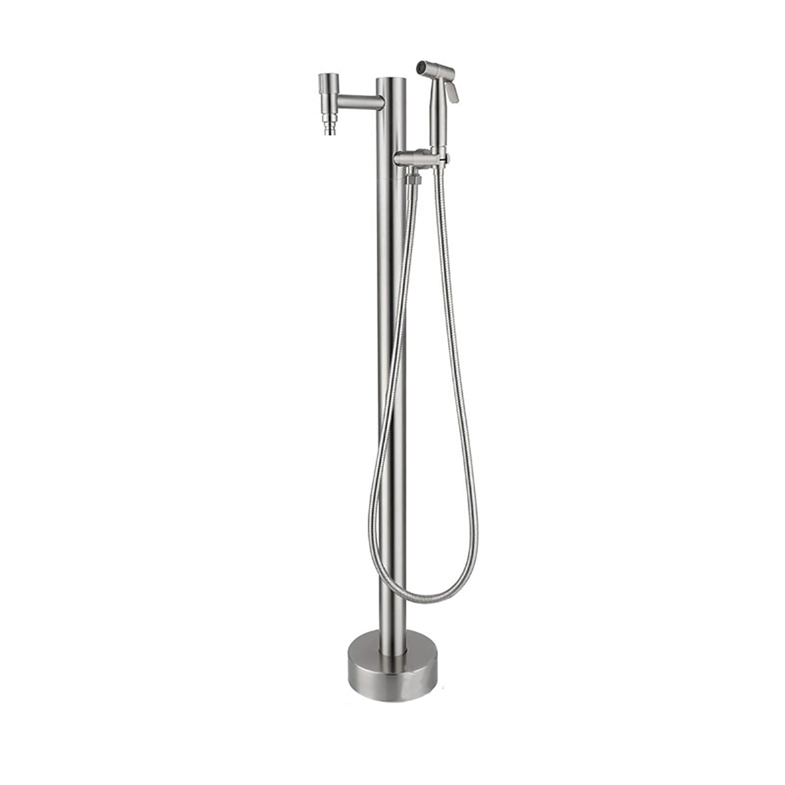 Edelstahl Zylindrische Wassersäule für den Garten, mit Wasserhahn und Sprühpistole, schlauchhalter freistehend, Gartenwassersäule für Gartenbewässerung