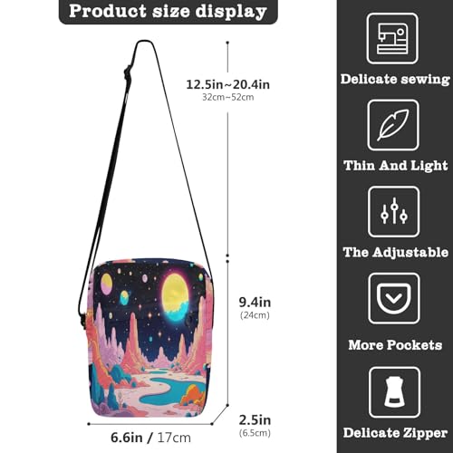 Planet Magic Scene cute messenger bag crossbody bag small crossbody purse Adjustable Strap for Travel outdoor sports3
