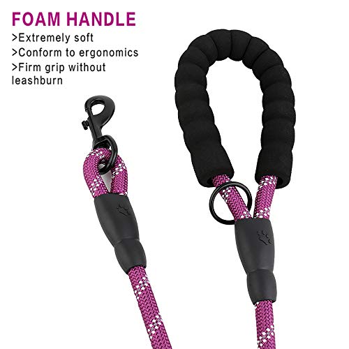 Image of Plutus Pet Rope Dog Leash 6ft Long,Traffic Padded Two Handle,Heavy Duty,Reflective Double Handles Lead for Control Safety Training,Leashes for Large Dogs or Medium Dogs,Dual Handles Leads(Purple)