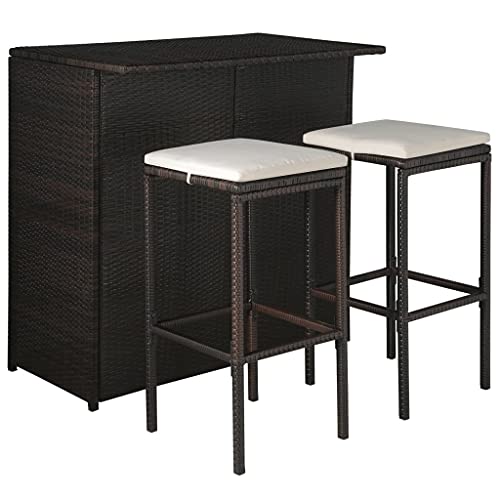 vidaXL Jeu de Bar d'Extérieur 5 pcs Résine Tressée Marron/Blanc Crème Jardin