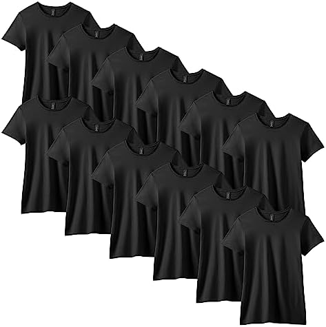 Gildan Women's Softstyle Cotton T-Shirt, Style G64000L, Multipack, Black (12-Pac