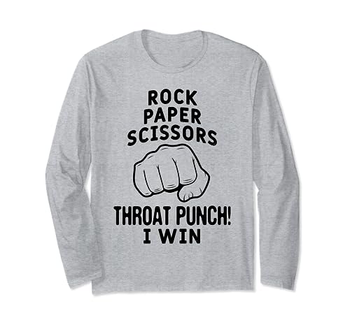 Funny Rock Paper Tijeras Garganta Punch! I win Gift Manga Larga