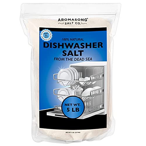 bosch dishwasher water softener - Aromasong Dishwasher Salt - 100% Natural Water Softening Agent for Cleaner Dishes & Washer Reactivation - Made of Pure Coarse Dead Sea Salt - 5lb Pack