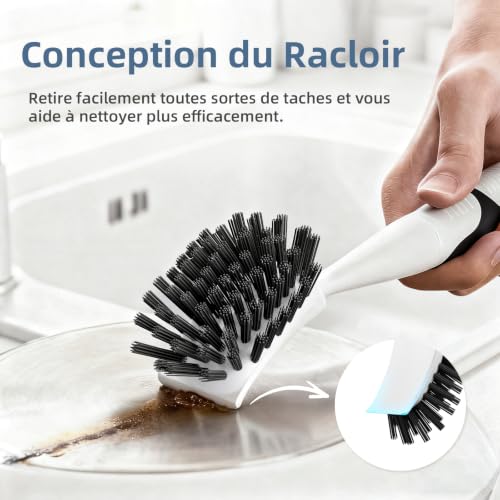Cleangor Brosse à Vaisselle avec Grattoir (2, Noir) – vue 3