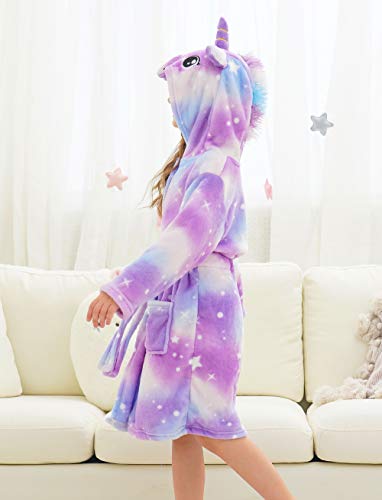 Doctor Unicorn Soft Unicorn Hooded Galaxy Bathrobe - Unicorn Gifts For Girls (Purple Star, 7-9 Years) #TOP2