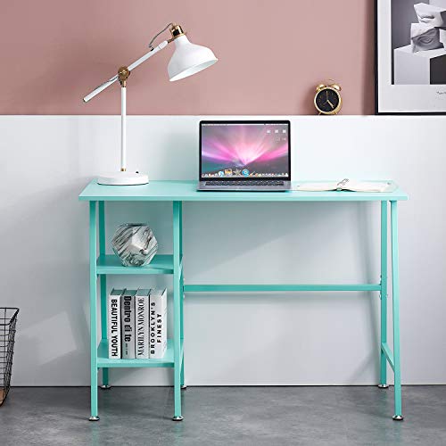 Vecelo 43 Inch Computer Modern Simple Writing Study Work Table Home Office With Monitor Stand And Reversible Storage Shelves Desk, Blue #TOP3