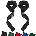EVO Fitness Weight Lifting Straps Anti Slip Gym Powerlifting Deadlifting Bodybuilding Workout Strength Training Hand Bar Grips Neoprene Gel padded Wrist Support Unisex Men Women (All Black)