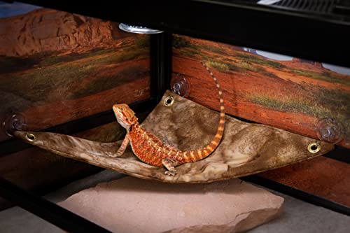 Mini-Hammock for Bearded Dragons, Brown Batik Fabric with Suction Cup Hooks
