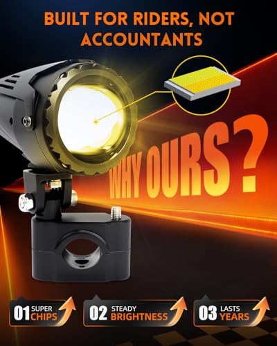 Image of CO LIGHT Motorcycle Fog Lights LED 60W 20000LM Auxiliary Driving Lights - 7 Lighting Modes (White /Amber), IP68 Waterproof Spot Pod Light Kit Universal Fit for Motorcycles ATV UTV, 2PCS