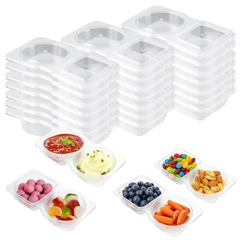 Eudomis 25Pcs Snack Pots with Lids Reusable Snack Containers Portable Thickened Snack Boxes with Compartments for Picnic Lunch & On-the-Go Meals