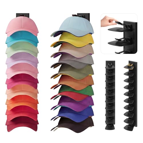 YOUDENOVA Hat Organizer for Baseball Caps, 2 Pack Hat Rack for Wall, Black - image 9