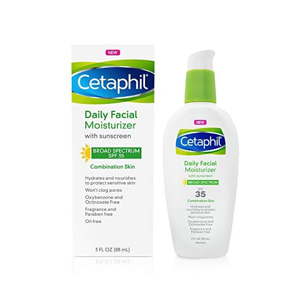 Cetaphil Face Moisturizer, Daily Oil Free Facial Moisturizer with SPF 35, For Dry or Oily Combination Sensitive Skin, Fragrance Free Face Lotion (Packaging May Vary)
