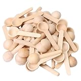 50 Stück Runder Holzlöffel Klein, Gewürzlöffel Kleine Löffel Holz, Mini Holzlöffel für Gewürze, Umweltschutz Mehrzweck-Holzlöffel, Kleine Holzlöffel für Salz, Gewürze, Kaffee, Honigkochen