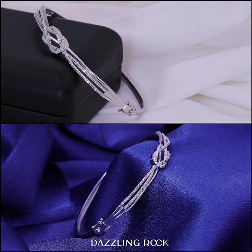 Image of Dazzlingrock Collection Round White Diamond Infinity Knot Bangle Bracelet for Her (Diameter 2.75 inch, 0.25 ctw, Color I-J, Clarity I2-I3) in 925 Sterling Silver