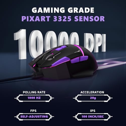 Image of EvoFox Performance Series Banshee Rechargeable Wireless Gaming Mouse (2.4G+BT+Wired), Hyper Connect-Pixart3325 Sensor, Upto 1000Hz Polling Rate & 10000DPI,8 Programmable Buttons,Comprehensive Software