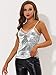 Allegra K Women's Sequin Blouse Mesh Panel Sleeveless Party Clue Cami Top Small Silver