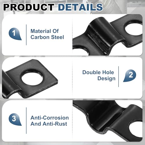 HARFINGTON 3/16 Inch U-Shaped Pipe Clamp, 25Pcs U Tube Strap Tension Clips Carbon Steel Double Hole Strap Clamp with Screws for Pipe Tube Cable Fixing (4mm, Black) by HARFINGTON - Image 4