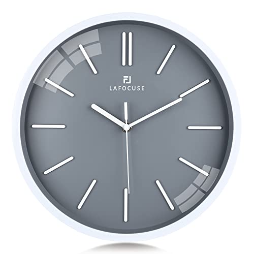 Lafocuse Horloge Murale Gris Silencieuse Moderne Pendule Murale Simple sans Chiffres pour Chambre Cuisine Salle de Bain Salon 30cm Cover