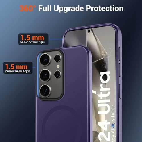 Image of SIZUKA Samsung S24 Ultra Magsafe Hard Back Case | Matte Design & 360 Protection | Military-Grade Galaxy S24 Ultra Cover | Strong Magnet Back - Purple