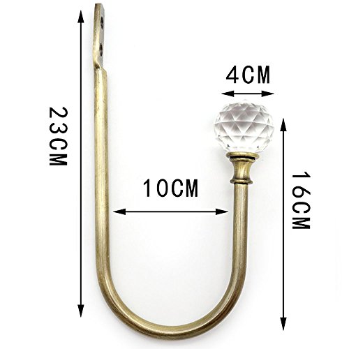 HSTYAIG Crystal Curtain Holdback Hooks Drapery Tiebacks Tassel Holder Window Decorative Hook Set of 2 (Black)