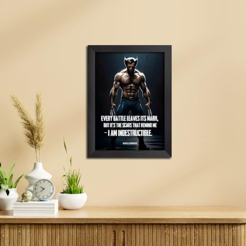 Image of TenorArts Wolverine Poster with Quotes Comics Photo Frame Painting With Black Wooden Textures (12inches x 9inches)