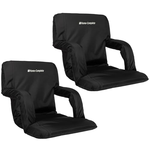 2-Pack of Premium Reclining Bleacher Chairs with Back and Cushion, Armrests, 6 Adjustable Positions...