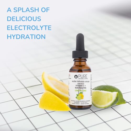 Image of Pure Inventions - Water Enhancer Drops - Delicious, Refreshing Sugar-Free Electrolyte Drops, Antioxidant Vitamin C Support, Zero Calories, No Artificial Sweeteners, Lemon Lime, 30 Servings