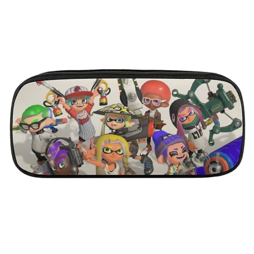 スプラトゥーン筆箱 筆箱 革筆箱 シンプルファッション 小学生男女学生高校生文具袋 化粧品袋 防水保護 スクールギフト