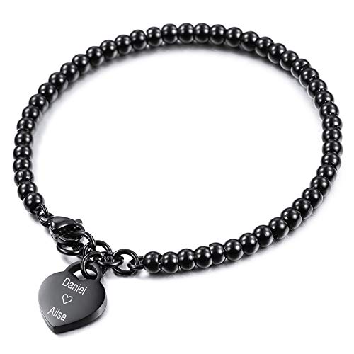 MeMeDIY Pulsera Personalizada con Grabado De Nombres Letra Inicial Piedra Natal Tobillera...