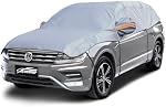 Couverture de la demi-voiture SUV, Couverture supérieure pour pare-brise & Protection des toits ouvrants avec lin de coton, protection de la voile Snow, Soleil, Rain, Douille, Taille L