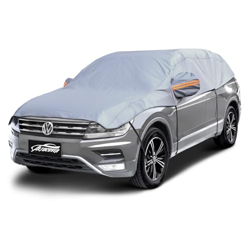 Half Car Cover SUV, Top Cover for Windshield & Sunroof Protection with Cotton Liner, Hail Protector Car Cover Waterproof All Weather for Snow, Sun,Rain,Dust,Size M by AltoCover - Used condition - US$31.57