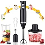 Batidora de Mano 4 en 1 Espumador de Leche,Incluye picadora 350 ml, Vaso Medidor 750 ml,Acero Inoxidable,Velocidad ajustable