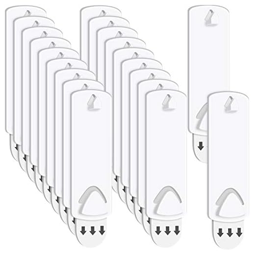 20 Pieces No Damage Picture Hangers Picture Hanging Kit Without Nails No Trace Adhesive Art Hanger for Bathroom Kitchen Home Door Closet, White (20 Pieces)