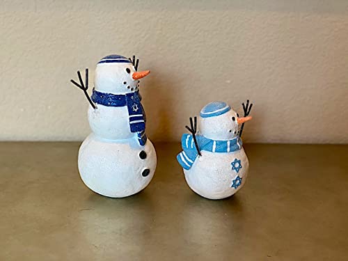 S/2 Hanukkah Jewish Snowman Figurine Collectible Decor Winter Decoration 7.5" & 5.5" (Snowmen Set) #TOP3