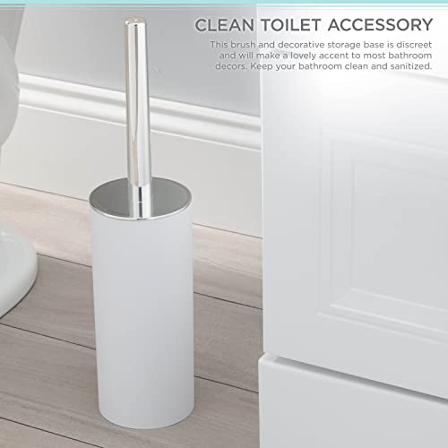 Image of Bath Bliss Soft Touch Toilet Brush and Holder Set | Bathroom Cleaning | Durable 360 Degree Bristle | Discrete Storage | Matte White