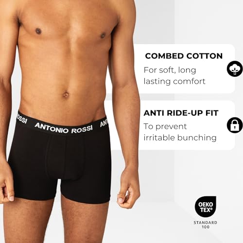 ANTONIO ROSSI (12-Pack) Men's Fitted Boxer Hipsters - Mens Boxers Shorts Multipack with Elastic Waistband - Cotton Rich, Soft and Comfortable Underwear