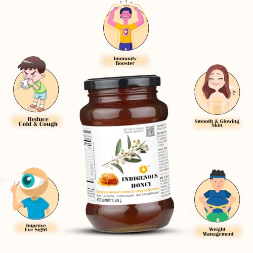 Image of INDIGENOUS HONEY Organic Eucalyptus Honey Raw Unfiltered 17.64 oz