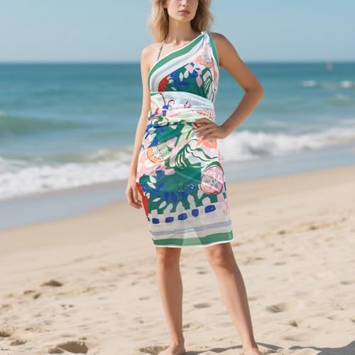 Womens Swimwear Cover Up Skirt 67x45 Summer Beach Long Sarong Swimsuit Floral Pareo Bikini Wrap Skirt Bathing Suit2