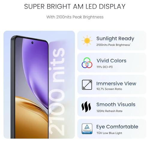 Image of realme 14T 5G Smartphone 8+128GB Obsidian Black, 6.67-inch Screen, 120Hz Display, 6000mAh Battery, 68MP Camera, MediaTek Dimensity 6300, IP69