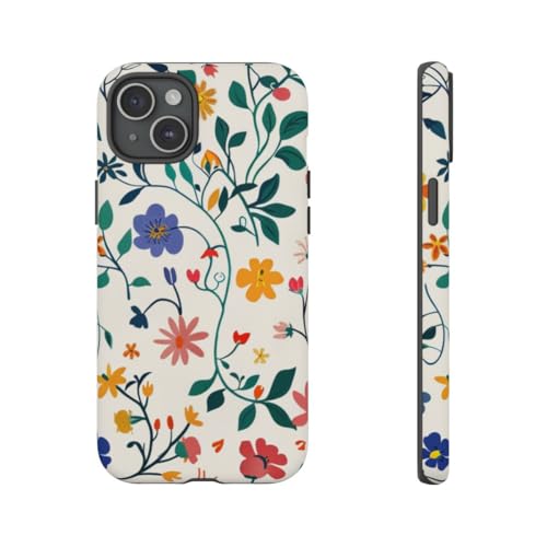 Coque rigide mate lierre floral coloré protège iPhone 15 Plus