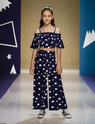 Image of Naughty Ninos Girls Rayon Stars Printed Kurta & Pant
